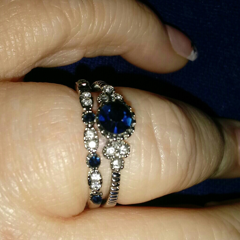 White Gold and Sapphire Ring Set
